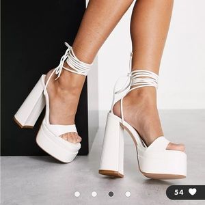 Asos Simmi London platform heeled sandals in white in size 7 ~never worn outside